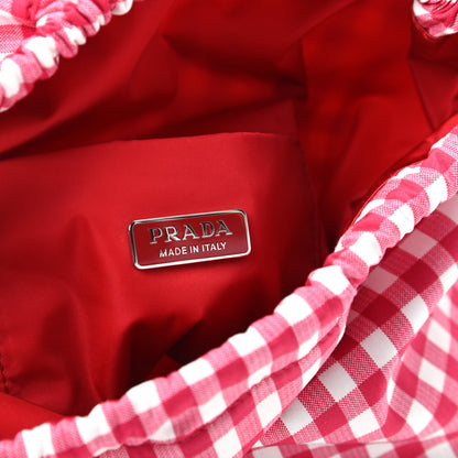 Prada Tessuto Nylon Vichy Gingham Pouch Rosso 6 of 9