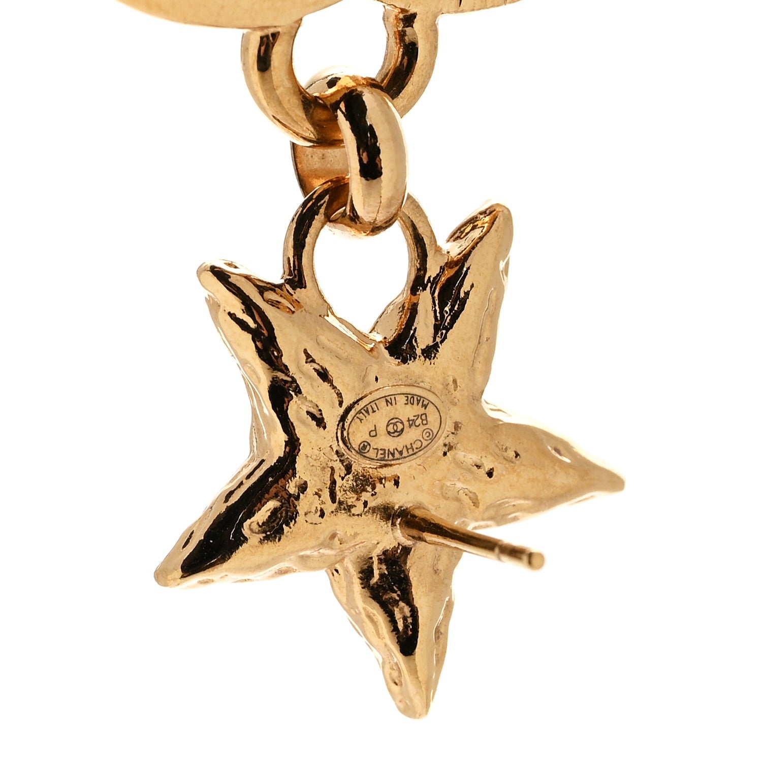 Chanel Metal Enamel CC Star Drop Earrings Gold Black 4 of 4