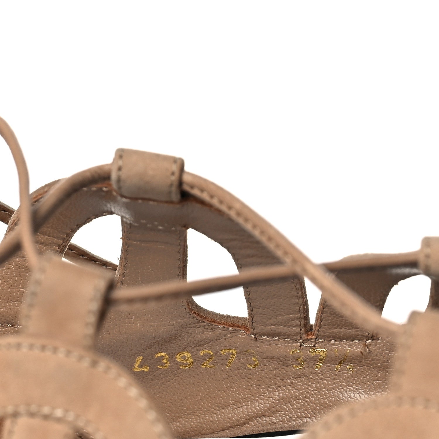 Saint Laurent Kid Scamosciato Tribute 105 Lace Up Platform Sandals 37.5 Beige 8 of 9