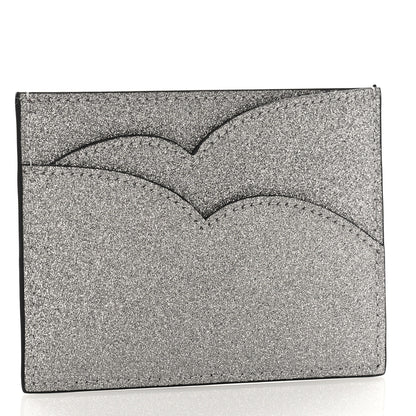Christian Louboutin Calfskin Hot Chick Glitter Card Holder Silver 3 of 9