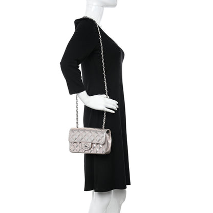 Chanel Metallic Calfskin Quilted Pixel Effect Mini Rectangular Flap Pink Gold 2 of 11
