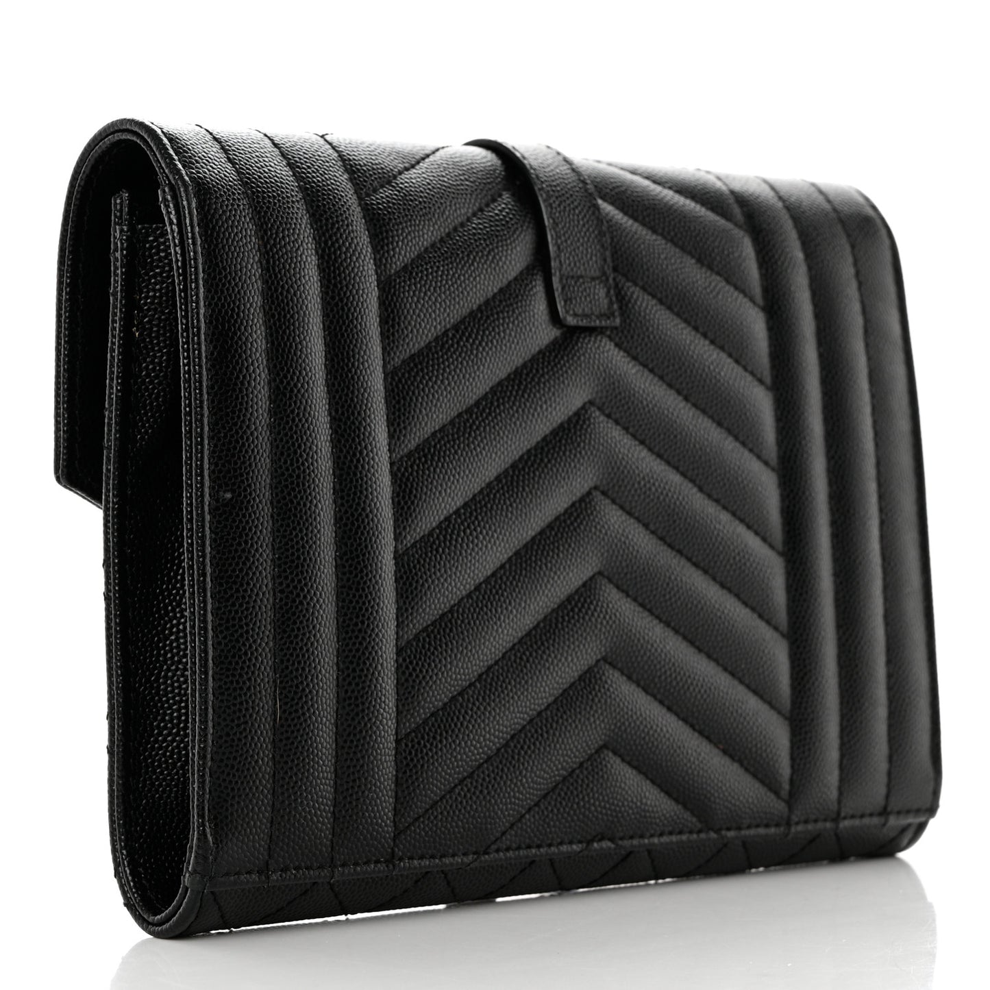 Grain De Poudre Textured Mixed Matelasse Triquilt Monogram Clutch Black