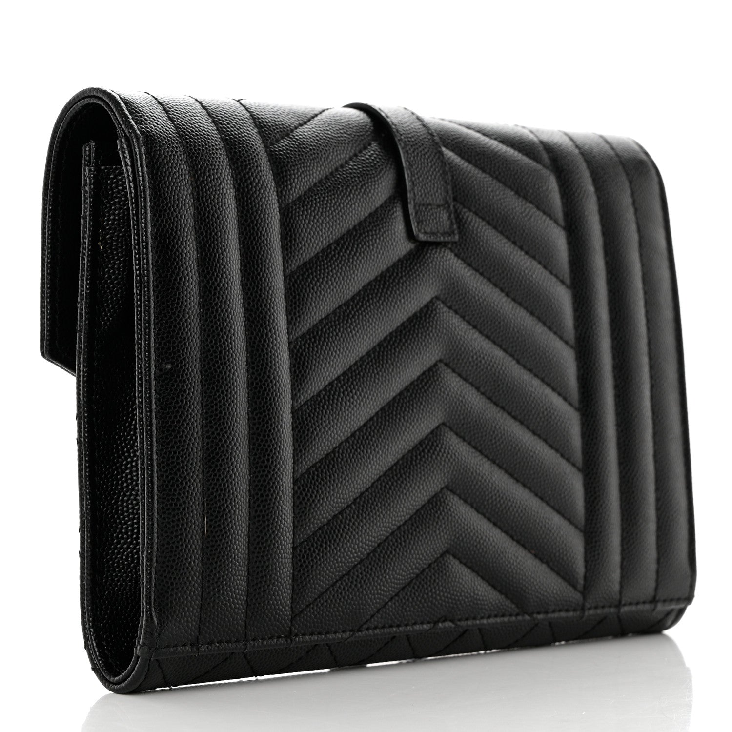 Saint Laurent Grain De Poudre Textured Mixed Matelasse Triquilt Monogram Clutch Black 3 of 8