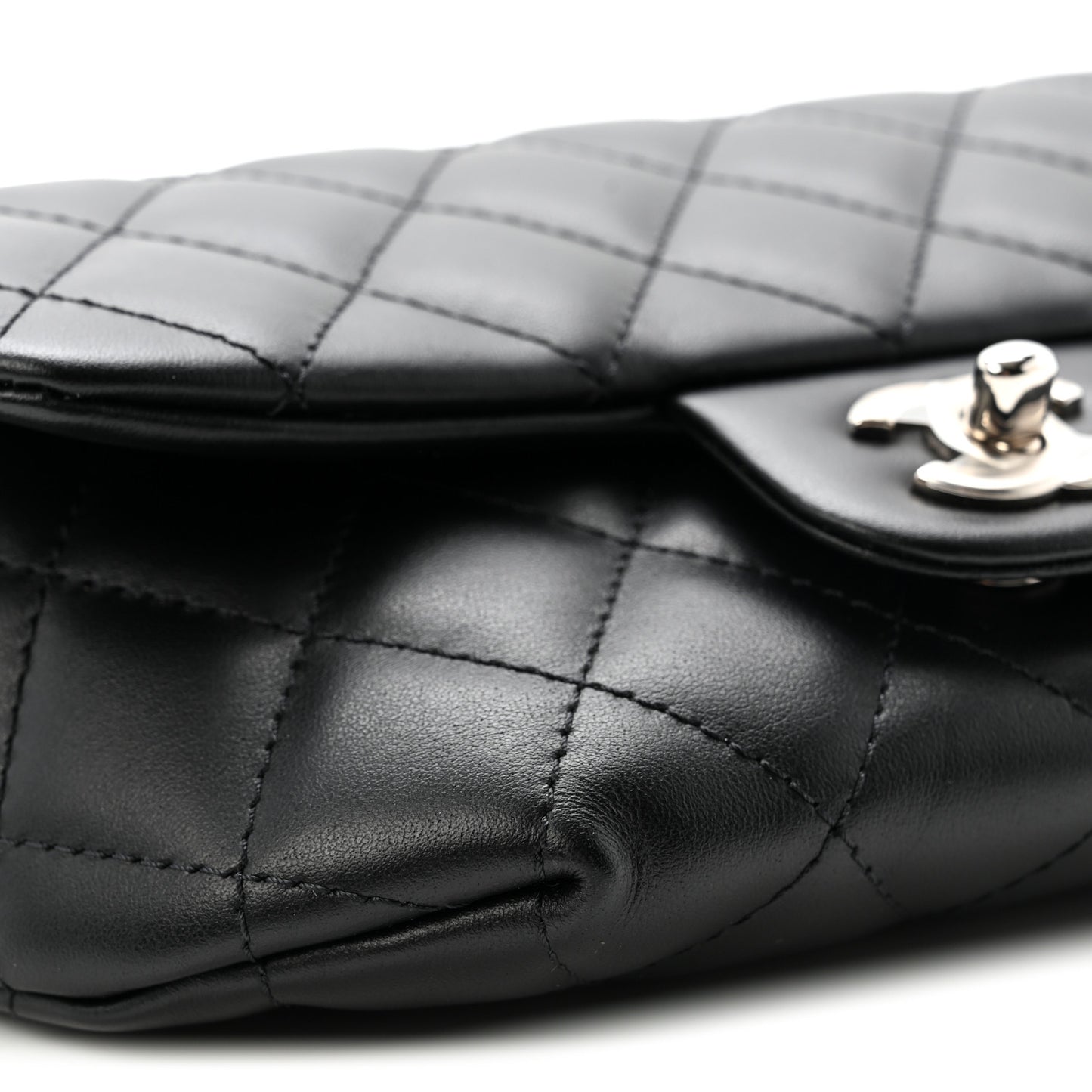 Calfskin Quilted CC Uniform Flap Belt Bag Black