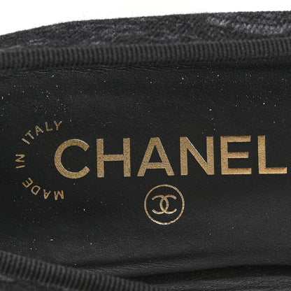 Chanel Denim Printed Cap Toe Ballerina Flats 39.5 Black White 7 of 12