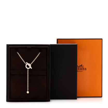 Hermes 18K Rose Gold Diamond Finesse Lariat Necklace 6 of 6
