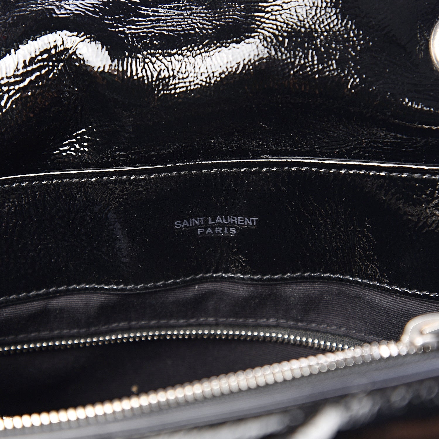 Saint Laurent Patent Y Quilted Monogram Medium Loulou Chain Satchel Black 5 of 9
