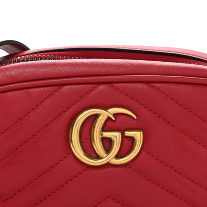 Gucci Calfskin Matelasse Mini GG Marmont Chain Shoulder Bag Hibiscus Red 8 of 10