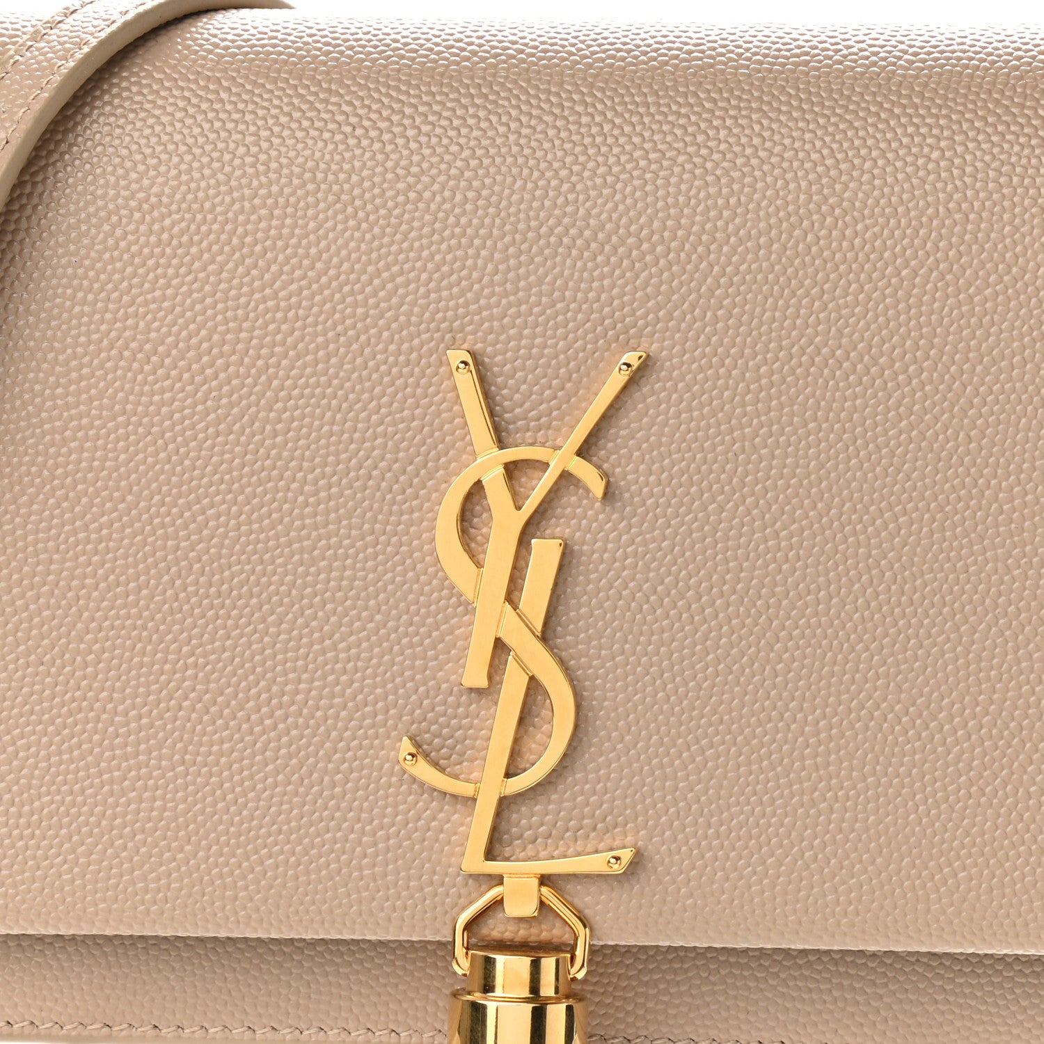 Saint Laurent Grain De Poudre Classic Monogram Kate Tassel Chain Wallet Dark Beige 8 of 11