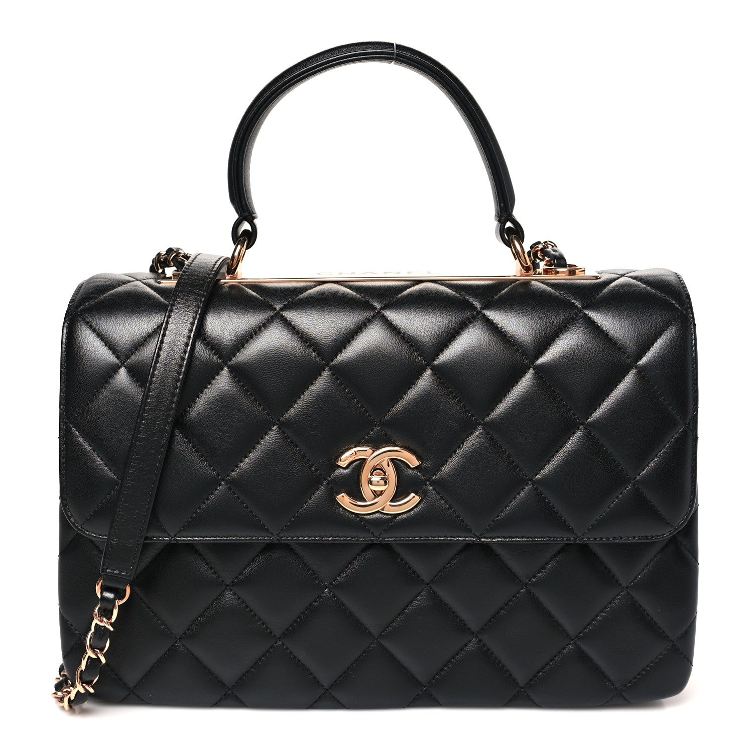 Chanel Lambskin Quilted Medium Trendy CC Flap Dual Handle Bag Black 1 of 12