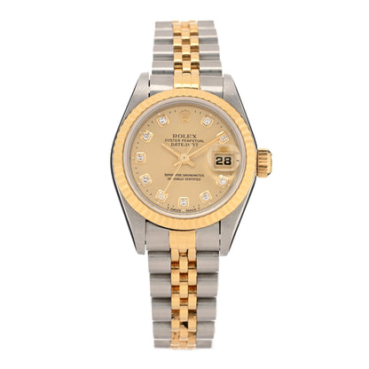 Rolex Stainless Steel 18K Yellow Gold Diamond 26mm Oyster Perpetual Datejust Watch Champagne 69173 1 of 5