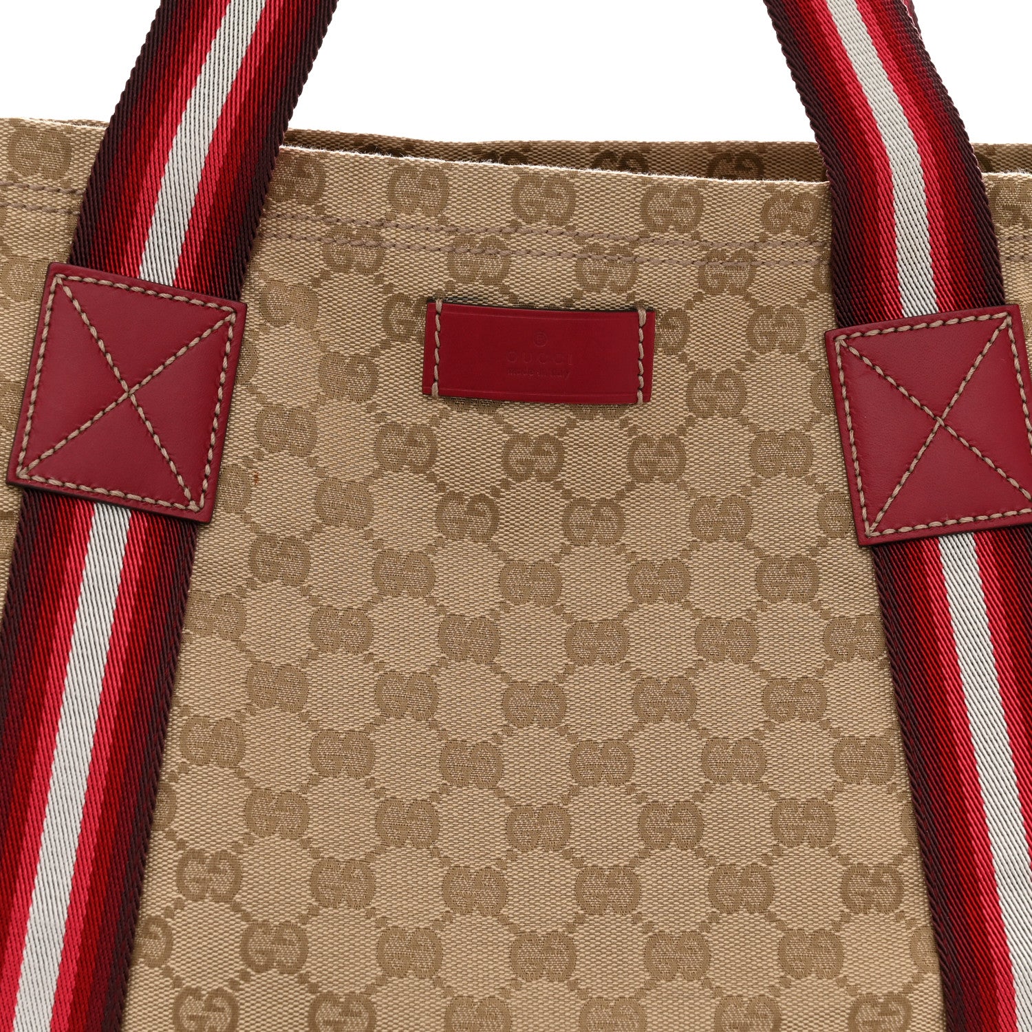 Gucci GG Monogram Medium Web Handle Vertical Tote Red 8 of 10