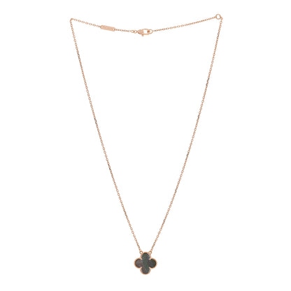 Van Cleef & Arpels 18K Rose Gold Gray Mother of Pearl Vintage Alhambra Pendant Necklace 3 of 4