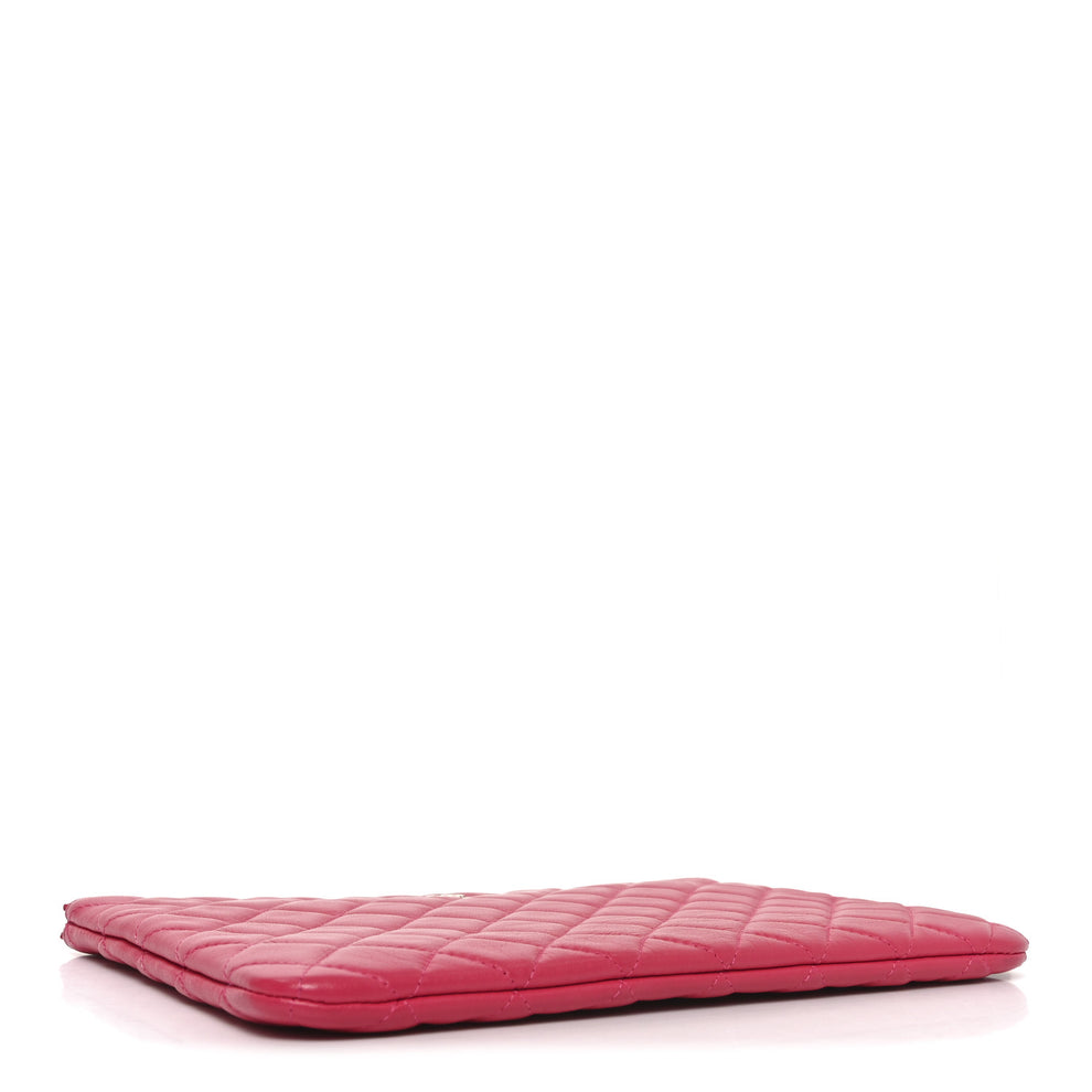 Chanel Lambskin Quilted Medium Cosmetic Case Dark Pink 1841031 ...