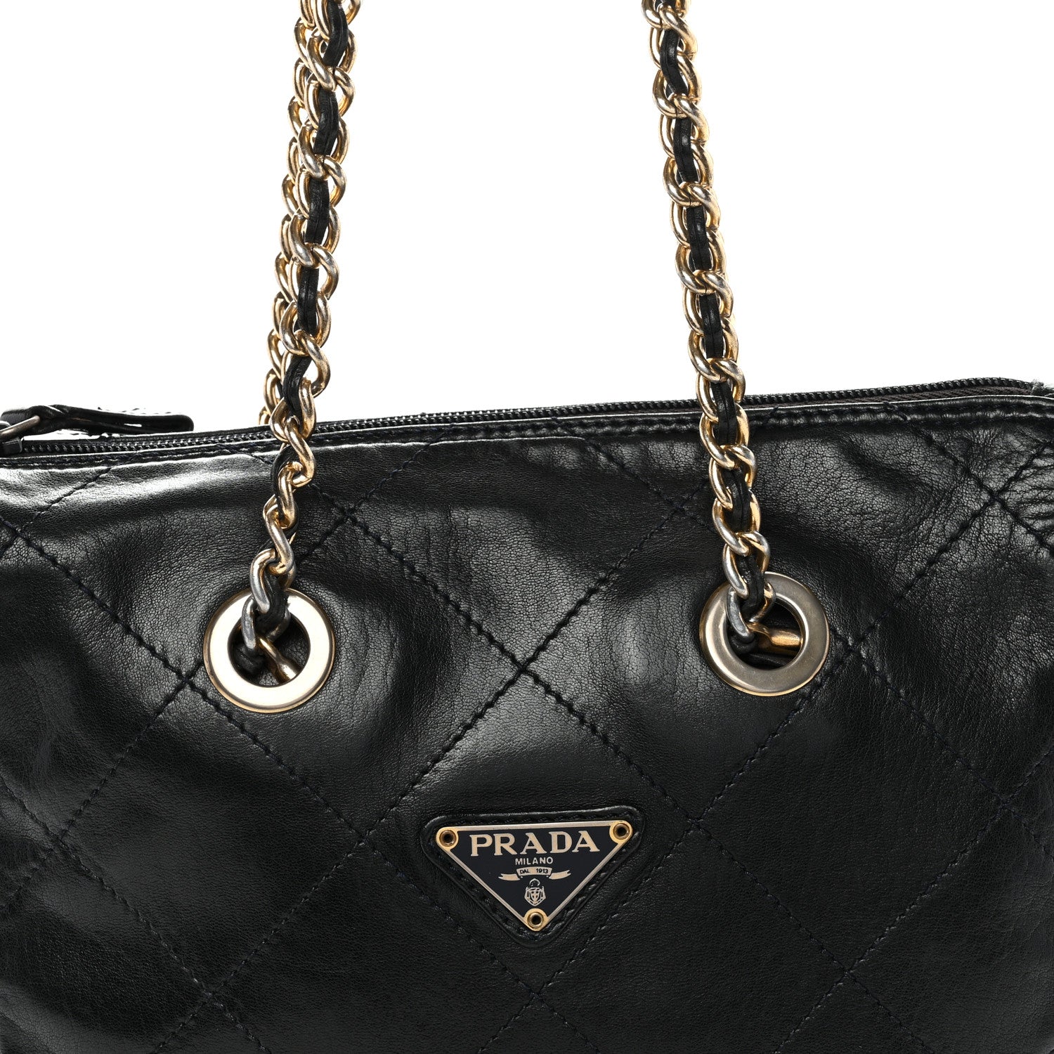 Prada Nappa Quilted Chain Shoulder Bag Navy 7 of 11