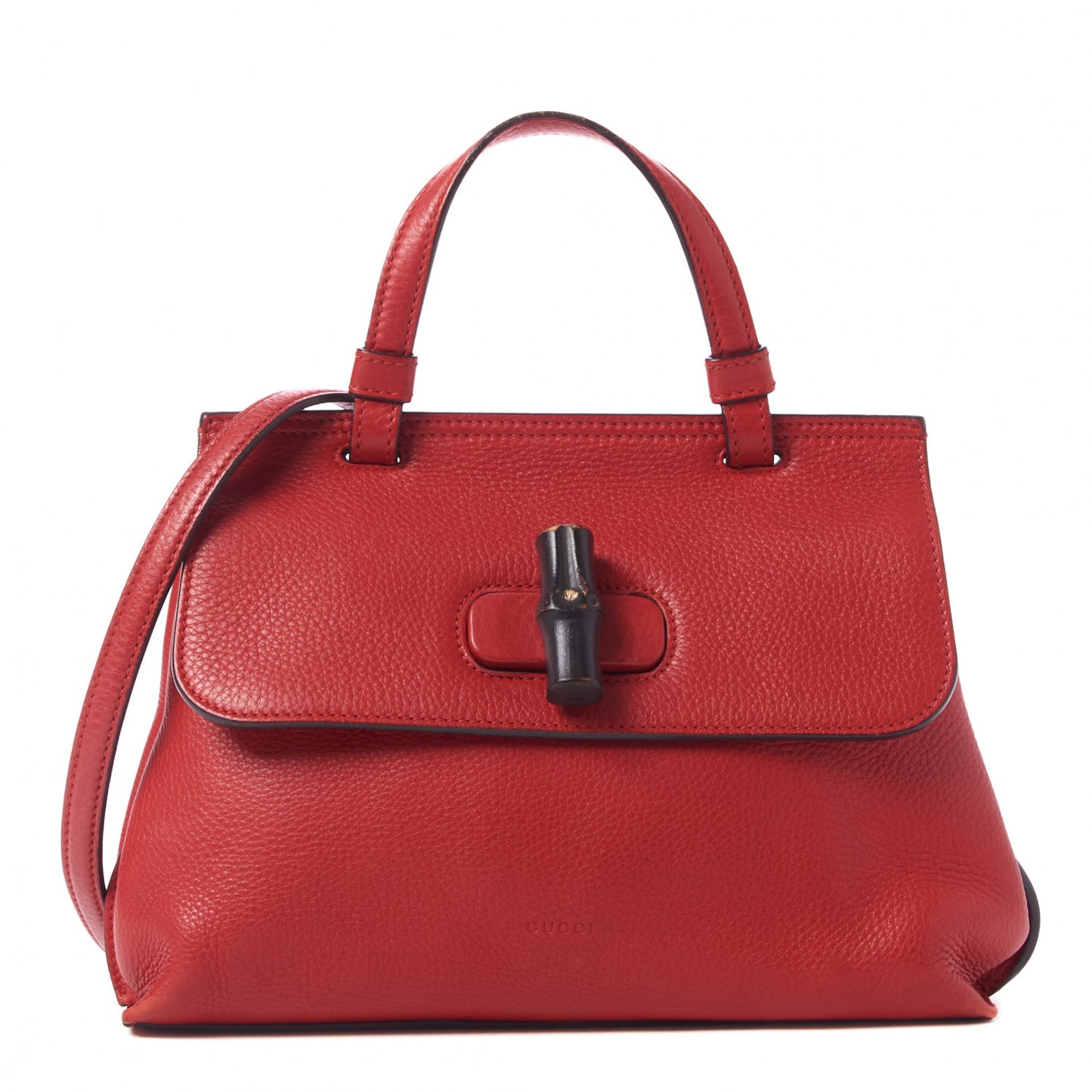 Cellarius Calfskin Small Bamboo Daily Top Handle Bag Hibiscus Red