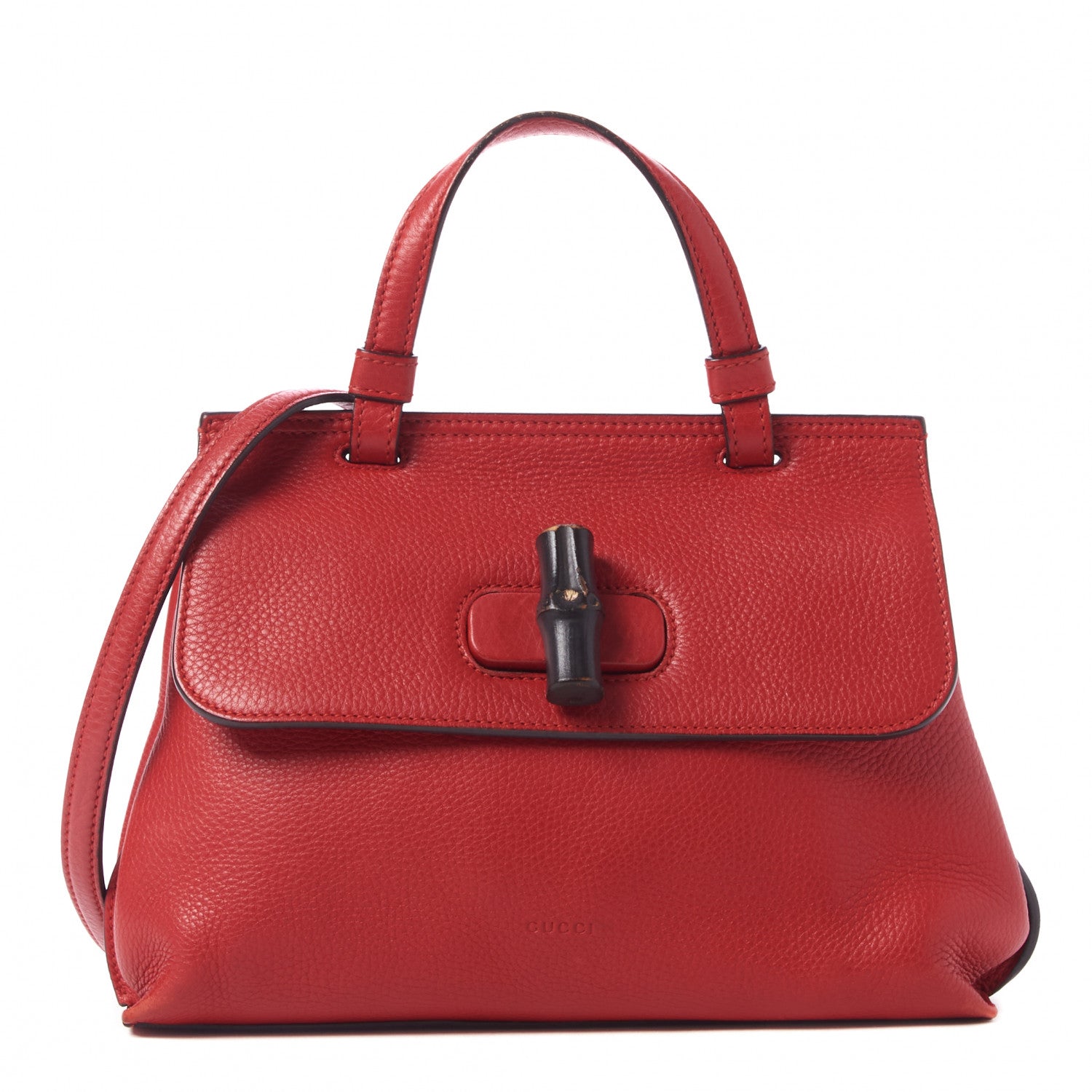 Gucci Cellarius Calfskin Small Bamboo Daily Top Handle Bag Hibiscus Red 1 of 9