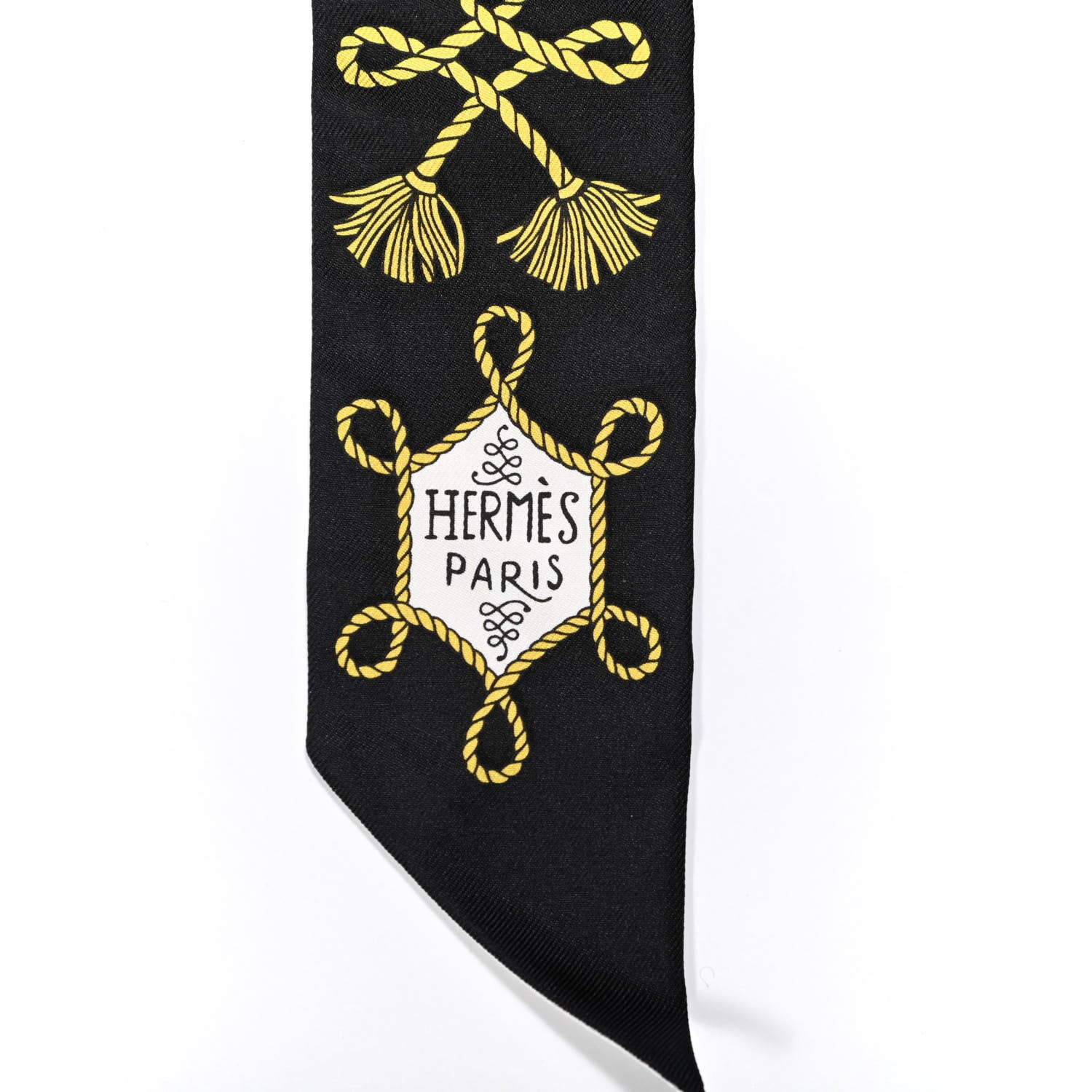Hermes Silk Galons Et Brandebourg Twilly Black Gold White 4 of 4