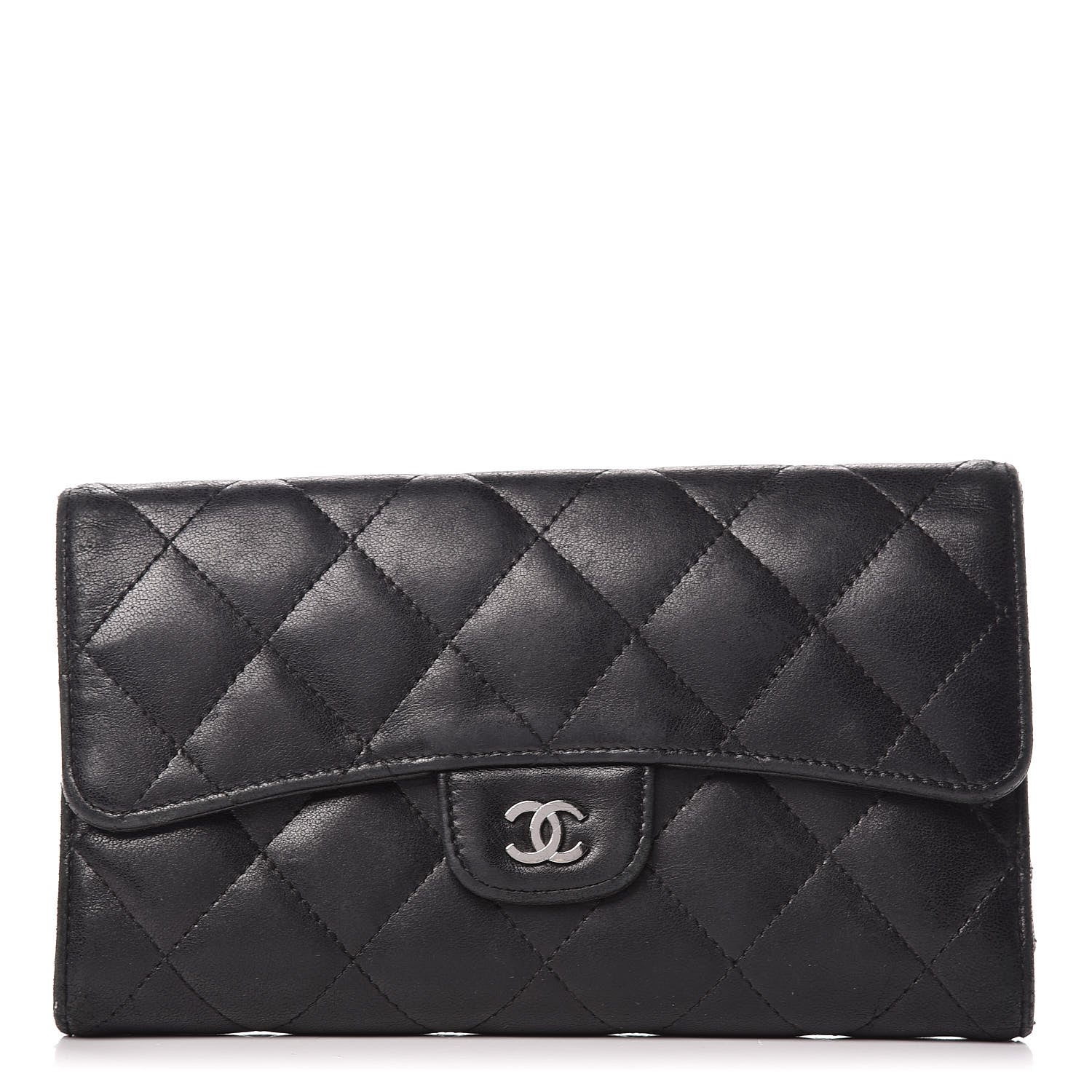 Chanel Lambskin Quilted Large Flap Wallet Black 1 of 20