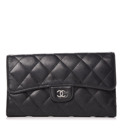 Chanel Lambskin Quilted Large Flap Wallet Black 1 of 20