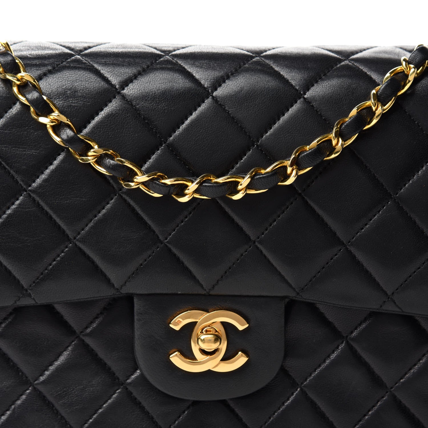 Chanel Lambskin Quilted Medium Double Flap Black 16 of 17