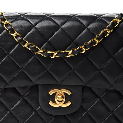 Chanel Lambskin Quilted Medium Double Flap Black 16 of 17