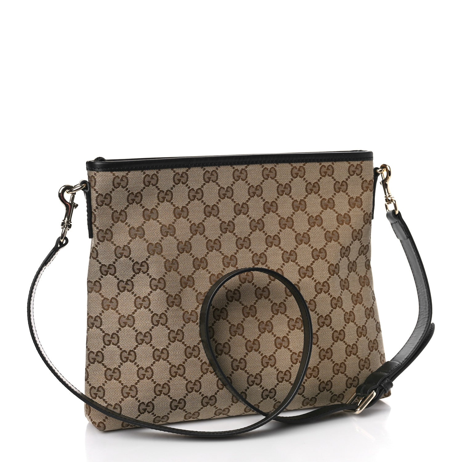 Gucci GG Monogram Web Flat Messenger Bag Black 3 of 9