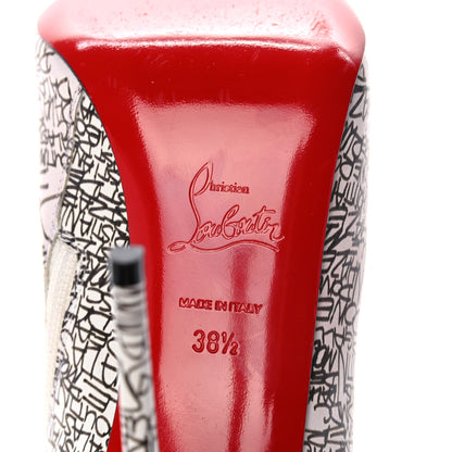 Christian Louboutin Calfskin Caligraf So Kate Booty 100 Ankle Boots 38.5 Black White 6 of 8