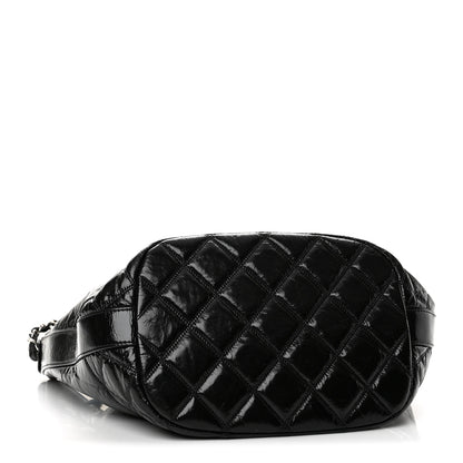 Chanel Shiny Aged Calfskin CC Chain Drawstring Bag Black 4 of 13