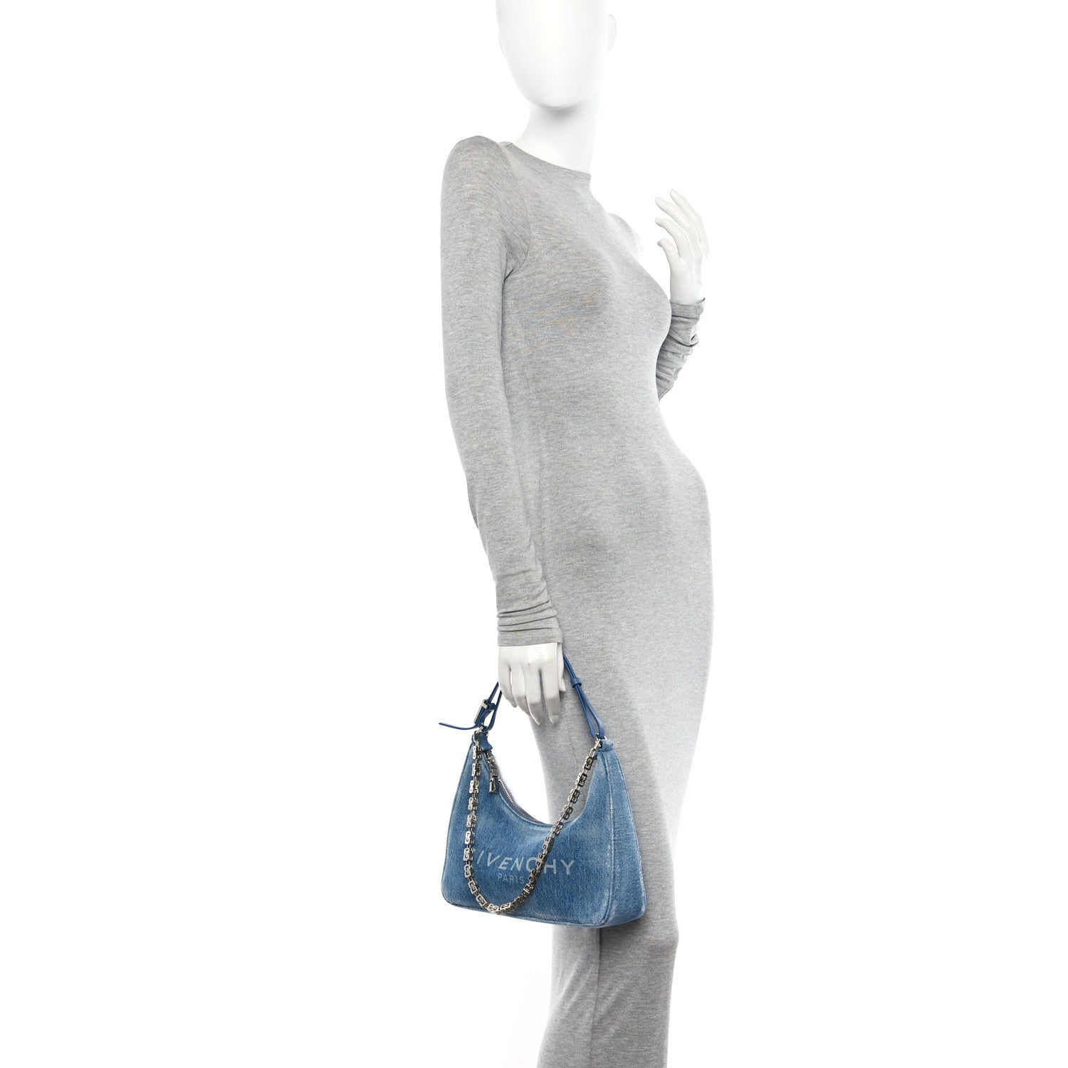 Givenchy Denim Small Moon Cut Out Shoulder Bag Blue 2 of 11
