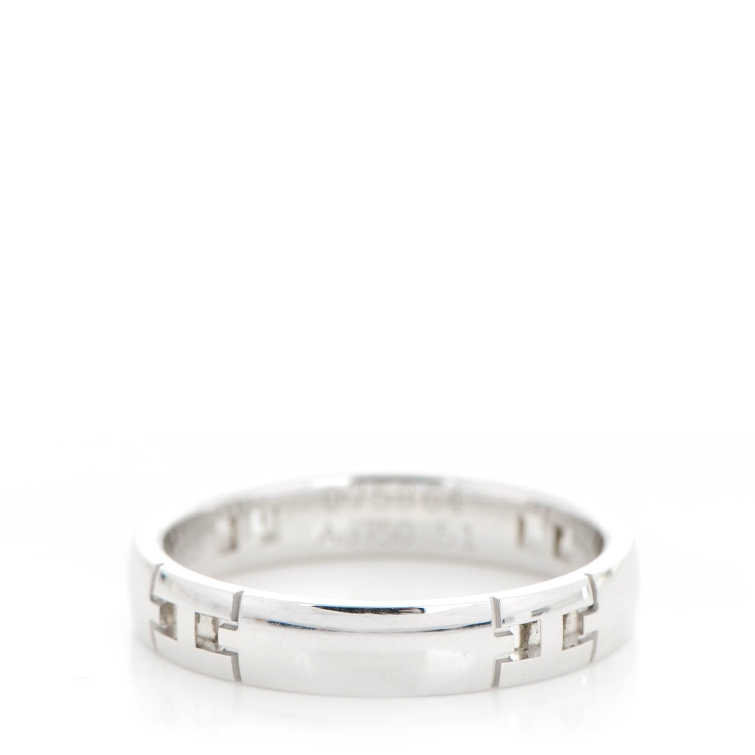 Hermes 18K White Gold Hercules H Ring 51 5.5 1 of 4