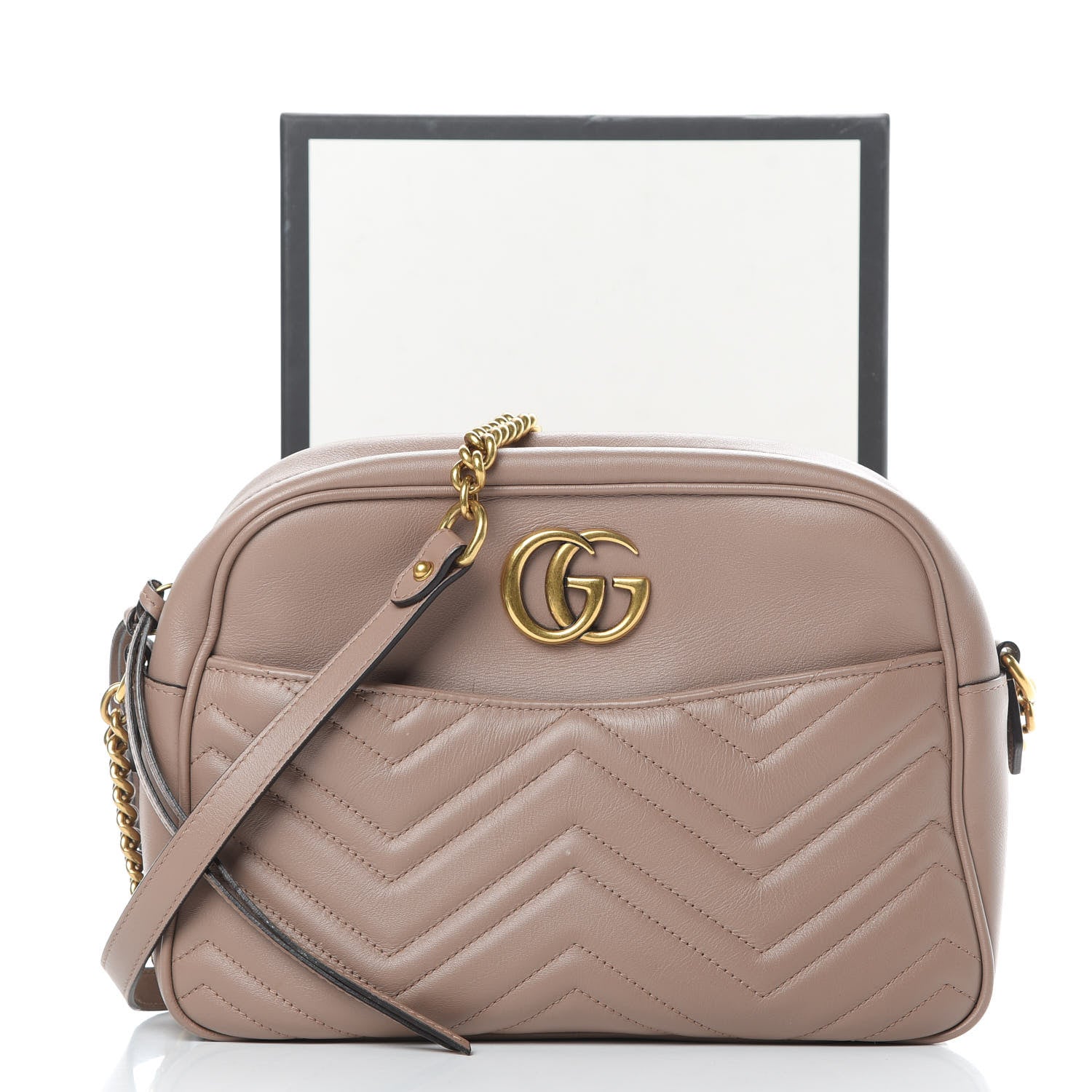 Gucci Calfskin Matelasse Medium GG Marmont Chain Shoulder Bag Porcelain Rose 14 of 14