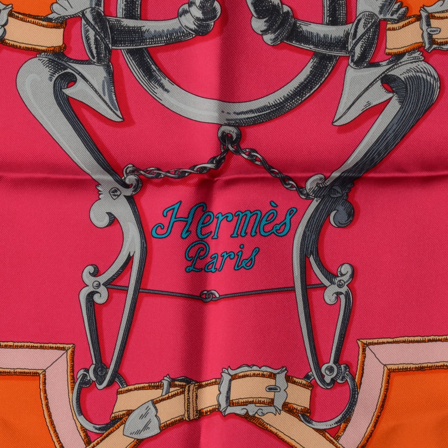 Silk L'Instruction Du Roy Scarf 90 Rose Indien Orange Gris