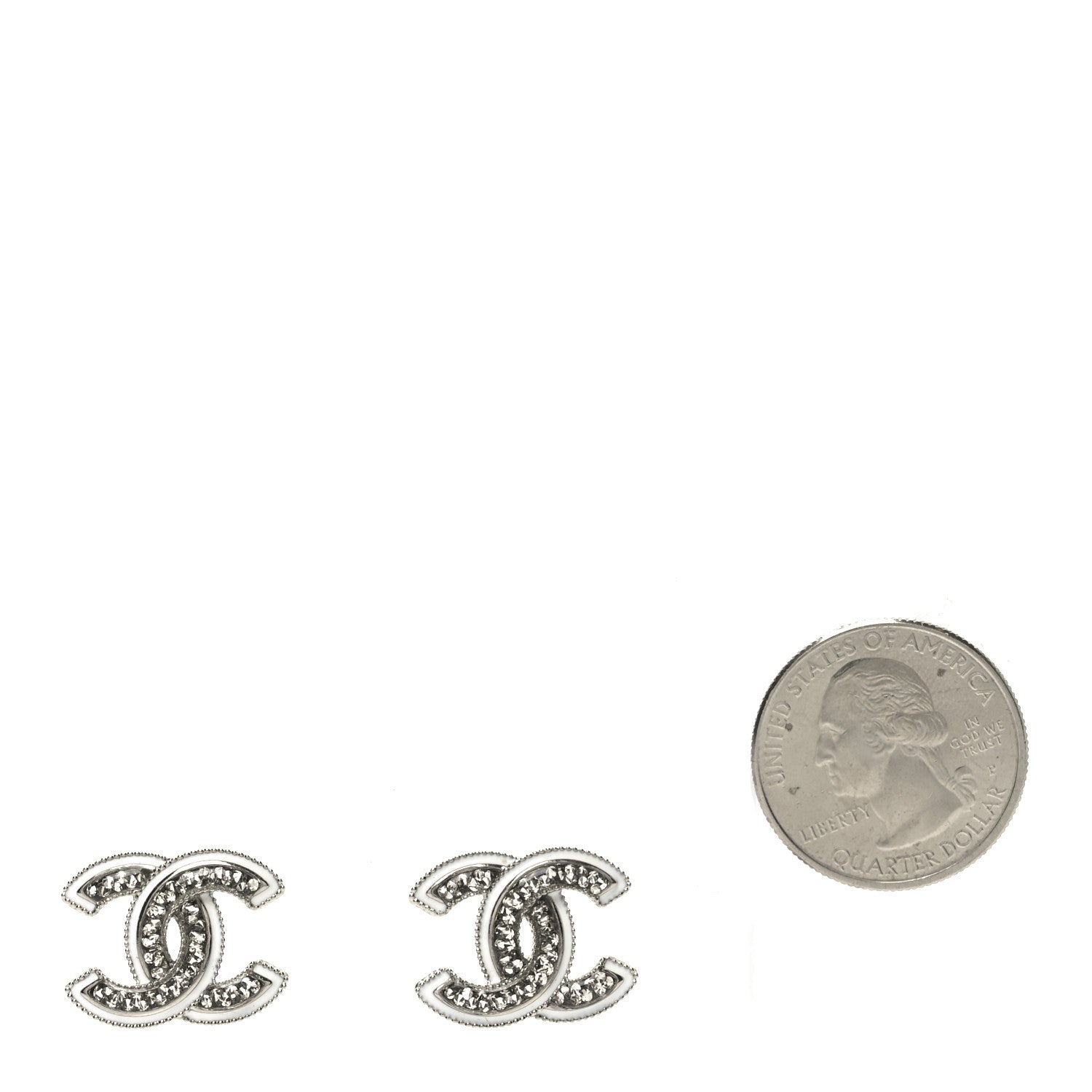 Chanel Crystal Resin CC Earrings Silver 2 of 5