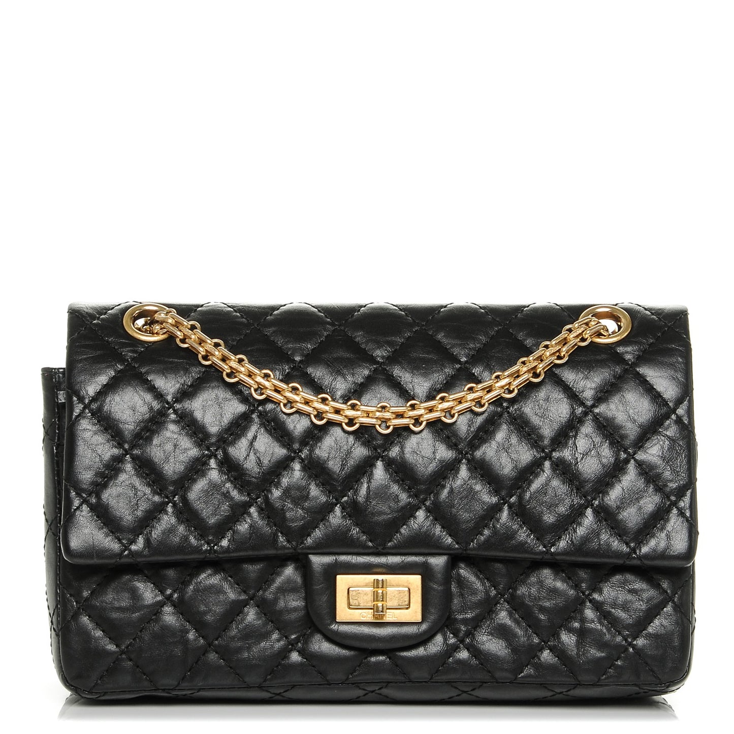 Aged Calfskin Quilted 2.55 Reissue 225 Flap Black