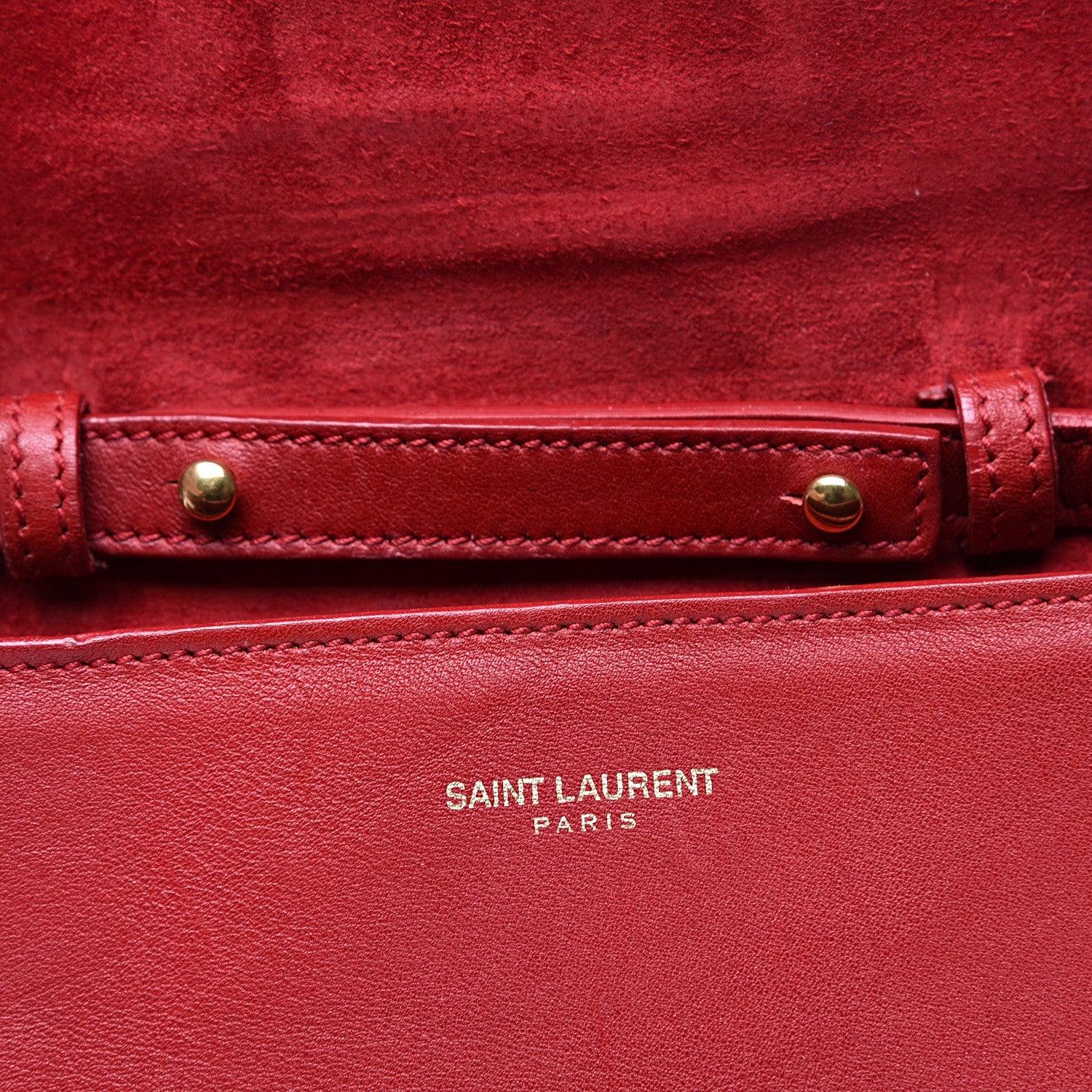 Saint Laurent Calfskin Classic Y Ligne Chain Wallet Red 13 of 16