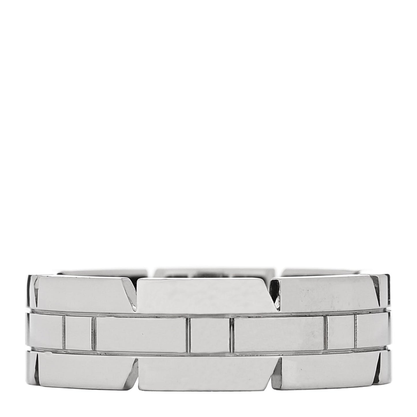 18K White Gold 7mm Tank Francaise Band Ring 62 10