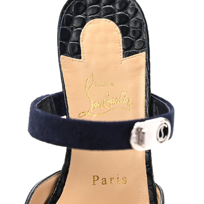 Christian Louboutin Calfskin Crocodile Embossed Choc Lock Flats 36.5 Black 7 of 7
