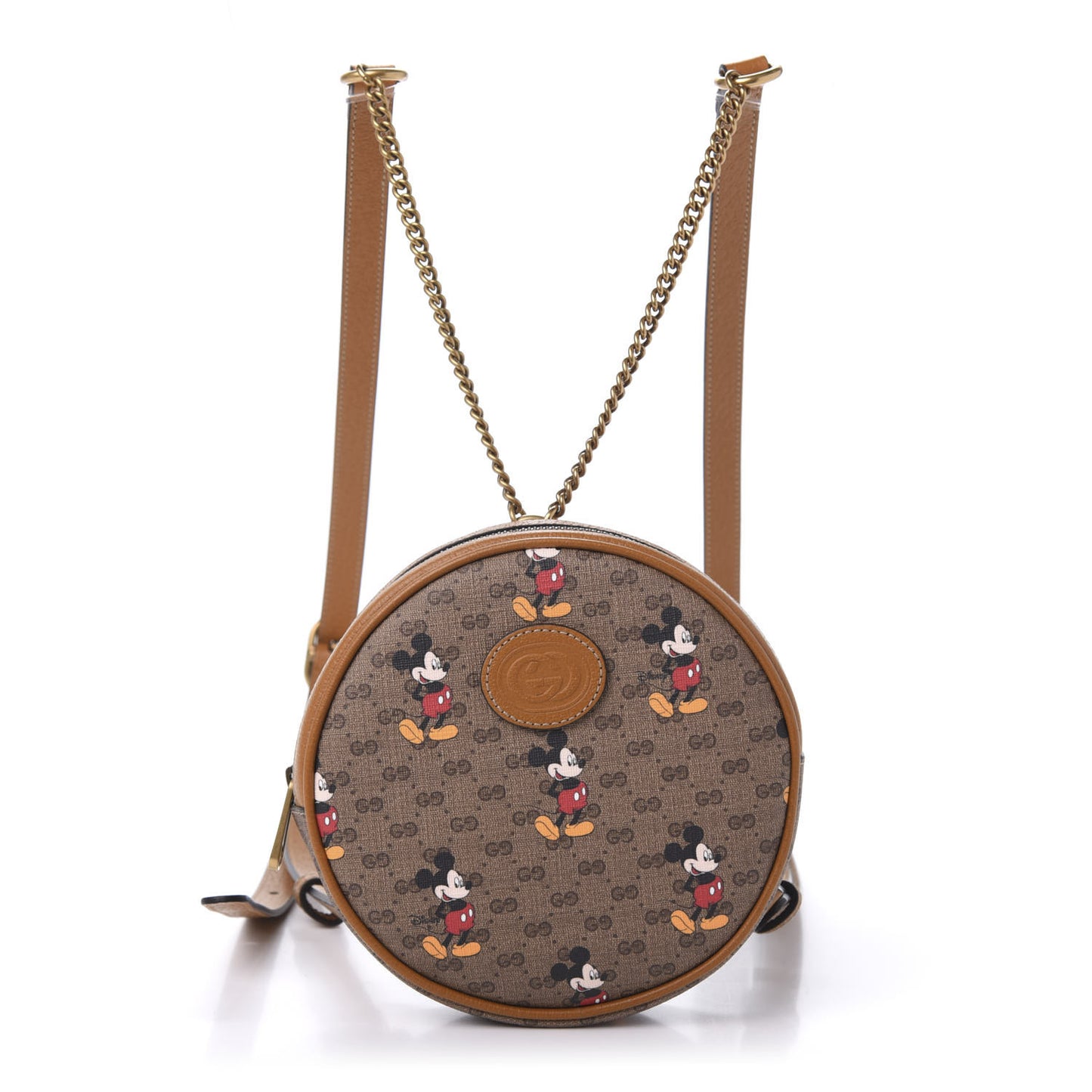 X DISNEY Mini Vintage GG Supreme Monogram Mickey Mouse Round Backpack Beige Vintage Sun Oil