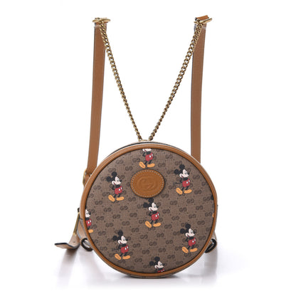 Gucci X DISNEY Mini Vintage GG Supreme Monogram Mickey Mouse Round Backpack Beige Vintage Sun Oil 1 of 10