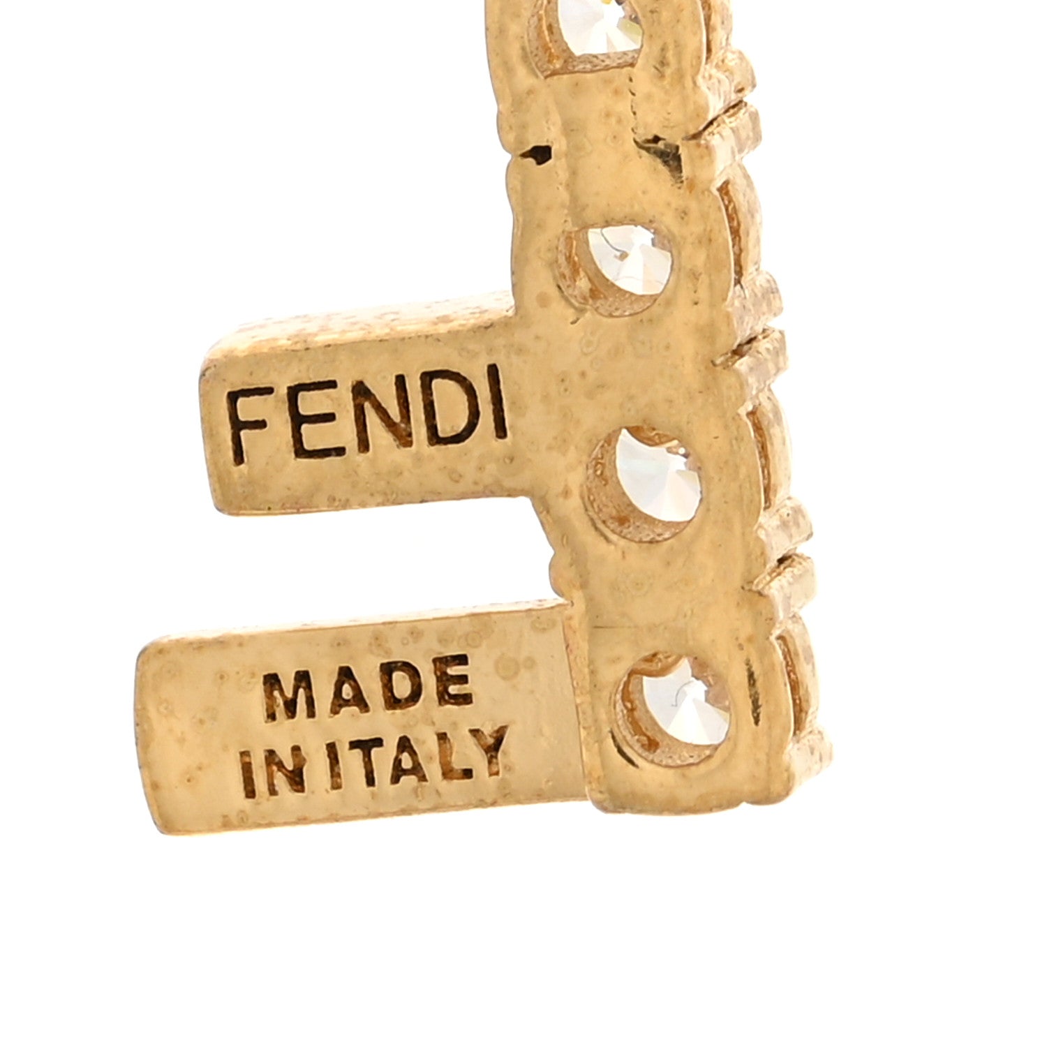 Fendi Metal Crystal Fendi Drop Earrings Gold 4 of 4