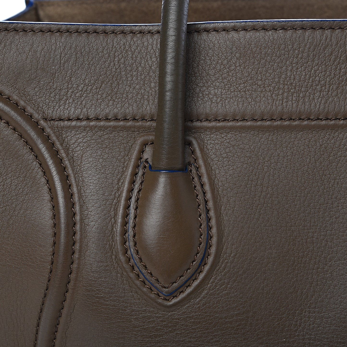 Supple Calfskin Medium Phantom Luggage Khaki Cobalt Trim
