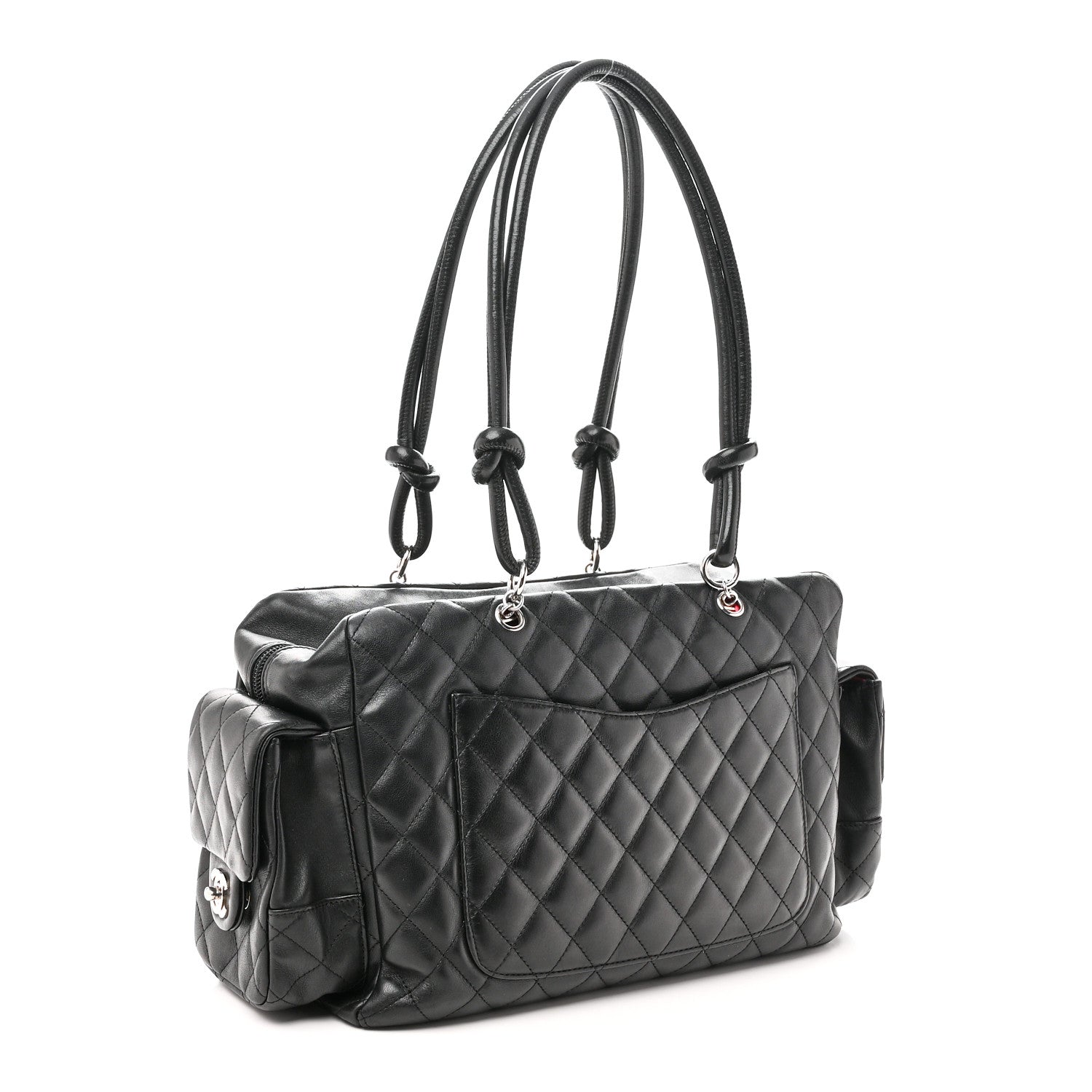 Chanel Calfskin Quilted Large Cambon Multipocket Reporter Black White 3 of 11