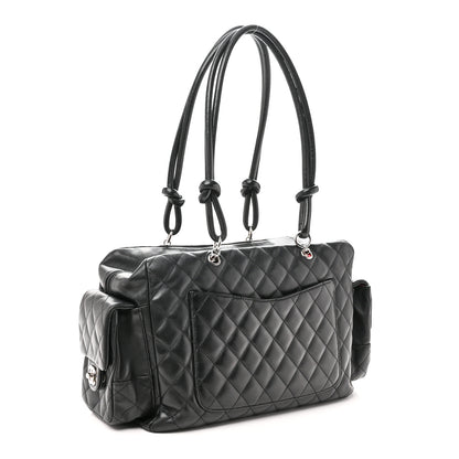 Chanel Calfskin Quilted Large Cambon Multipocket Reporter Black White 3 of 11
