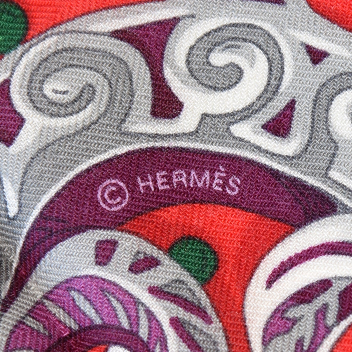 Cashmere Silk Zenobie Reine de Palmyre Shawl 140 Rouge Gris Vert