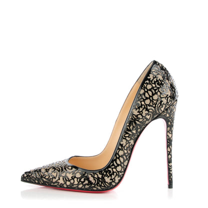 Christian Louboutin Patent Lace Glitter So Pretty 120 Pumps 40 Black 1 of 8