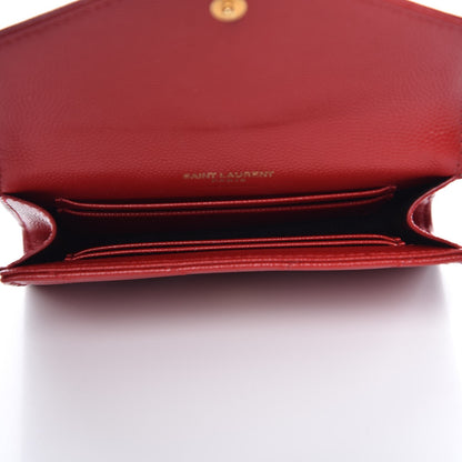 Saint Laurent Grain De Poudre Matelasse Chevron Small Monogram Envelope Wallet New Red 5 of 9
