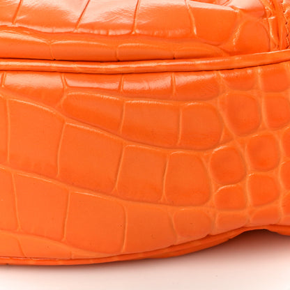 Balenciaga Extra Supple Calfskin Crocodile Embossed Le Cagole Shoulder Bag XS Pop Orange 9 of 9