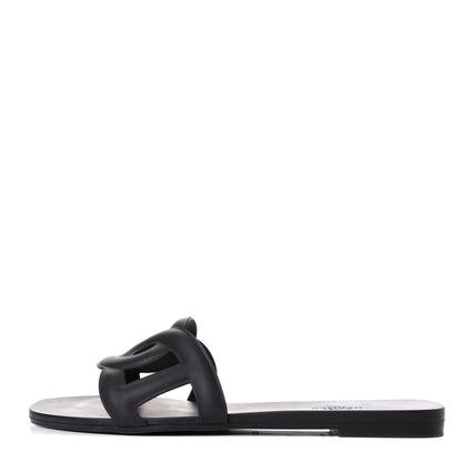 Hermes Rubber Aloha Sandals 39 Black 1 of 11