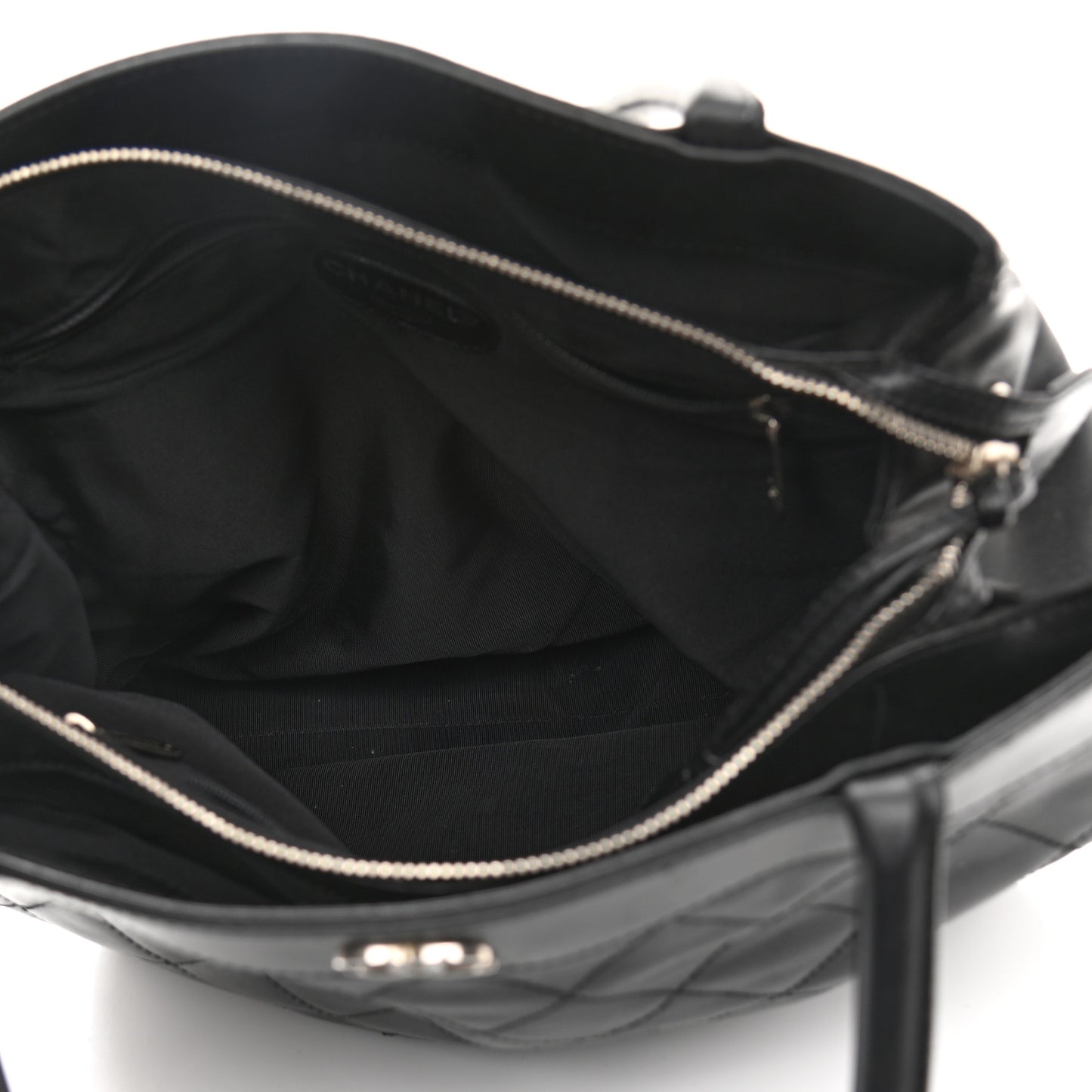 Lambskin Quilted Shopping Tote Black